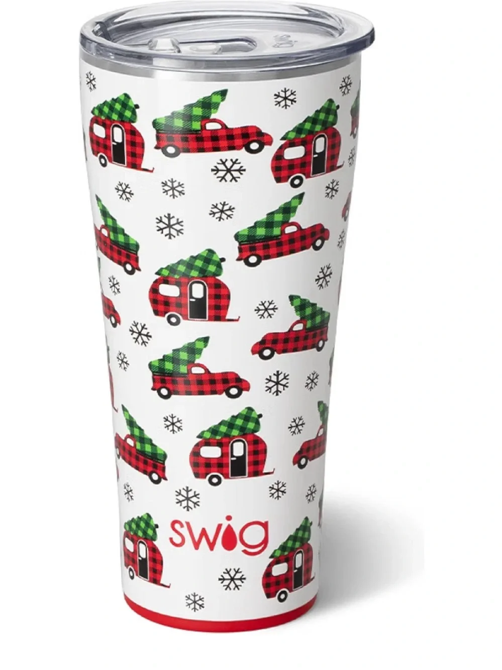 Swig Life Holiday Plaid Camper Travel Tumbler - White/Red 32 oz